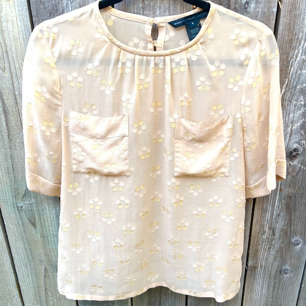 Marc Jacobs Metallic Floral Pattern Blouse
